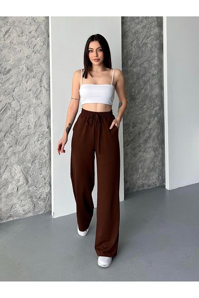 FERZOLAİO Brown Sweatpants with Elastic Waist