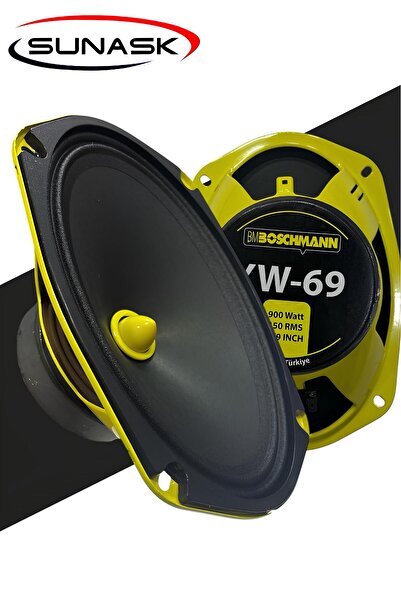 SUNASK Bm Audıo 900 Watt 150 Rms Oval Midrange Mermi Göbek Oto Hoparlör Amfi Uyumlu 2 Adet