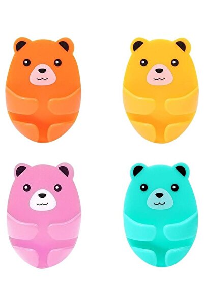 jetfast 4Pcs Teddy Bear Pattern Laptop Airfryer Kettle Cable Plug Organizer Wall Hanger Stabilizer Holder