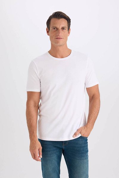 DeFacto Slim Fit Slim Fit Crew λαιμόκοψη Βασικό μασίφ κοντομάνικο μπλουζάκι M6606AZ25SP