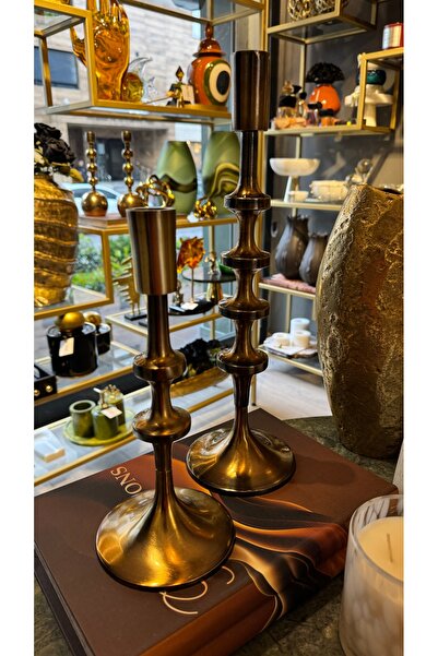 tuan design 2 li eskitme gold şamdan