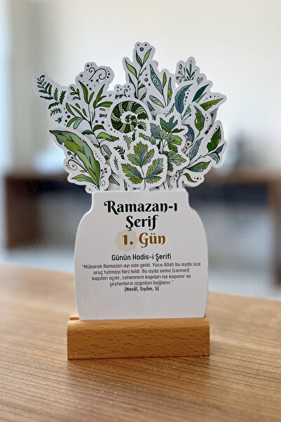 Eldesen Tasarım Ramazan Takvimi, Günün Hadis-i Şerifi, 15 Yapraklı Arkalı Önlü Tasarım, Ahşap Tutuculu