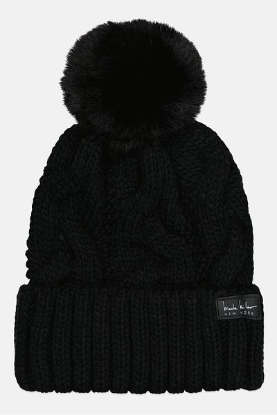 Nicole Miller Women Brand Logo Beanie, Black
