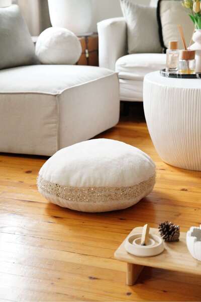 sevaradekor Yer Minderi Peluş Yer Minderi Puf Minder Petek Önü Minderi 50x50