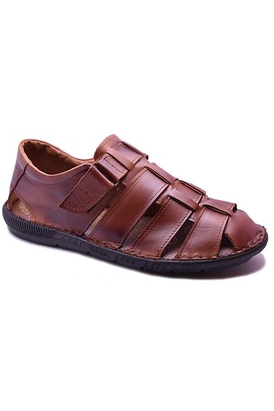 ayakkabiburada Ανδρικά σανδάλια 033 Puff Sole από γνήσιο δέρμα