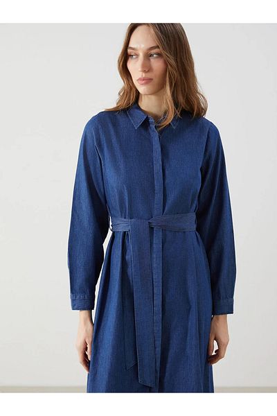 LC Waikiki Γυναικείο τζιν φόρεμα LCW Modest Shirt Collar