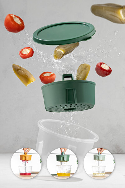 Vienev Mint Colored Multi-Purpose Presenter Olive Pickled Cheese Storage Container with Strainer