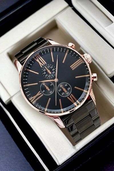 Güncel Vitrin Premium Infinity Rose/Black Ipc Coating Men's Wrist Watch
