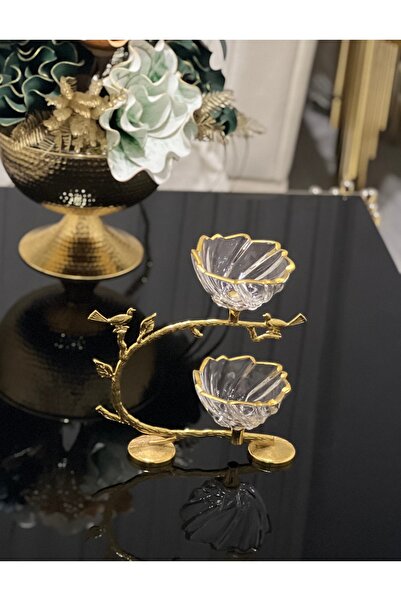 USD HOME İki katlı şekerlik çerezlik sunumluk dönence kase