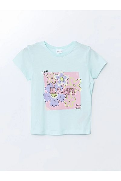 LC Waikiki Set de pijamale pentru fete cu imprimeu turcoaz pentru copii LCW