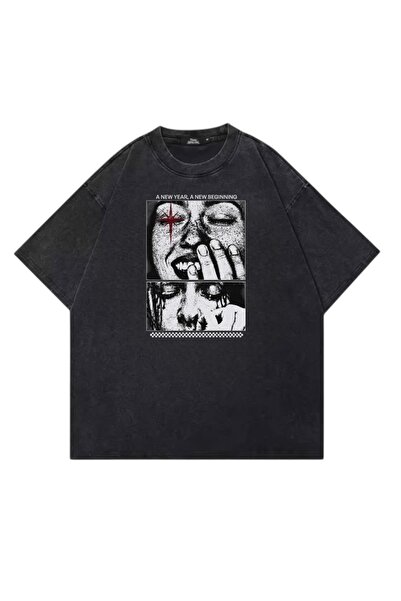 DEEFWEAR Cosmic Face Štampano Isprana Vintage Unisex Majica
