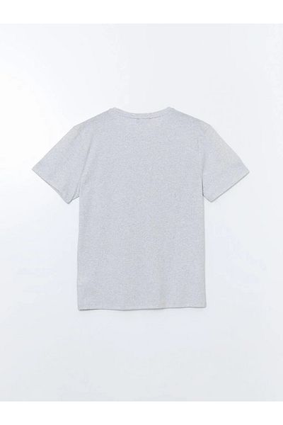 LC Waikiki Lcw Eco Gray Crew Neck Printed Combed Cotton Men's T-Shirt