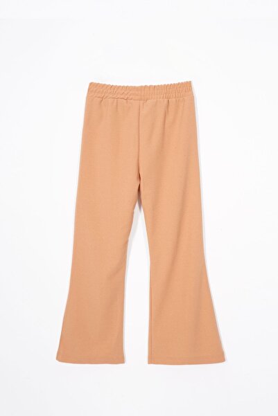 zepkids İspanyol Paça Yırtmaç Detaylı Vizon Renk Kız Çocuk Pantolon