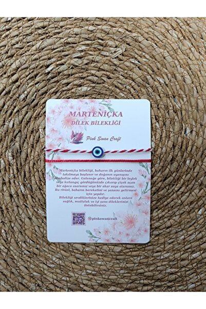 Pink Swan Craft Marteniçka ve Kırmızı İp Ayarlanabilir Nazar Boncuklu Bilekli...