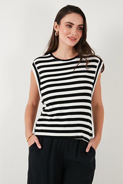 Lela Çizgili Oversize Fit Bisiklet Yaka T Shirt T SHİRT 5866103
