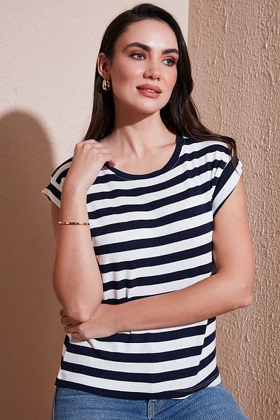 Lela Striped Oversize Fit Crew Neck t Shirt t Shirt 5866103