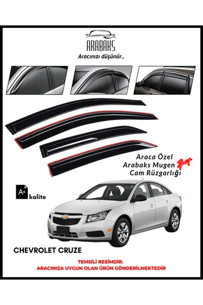 Arabaks Chevrolet Cruze Cam Rüzgarlığı 4’lü Takım (MUGEN TİP, DAYANIKLI MALZE...