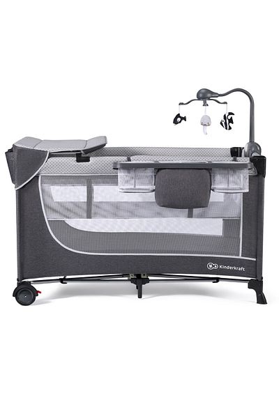 Kinderkraft KINDERKRAFT LEODY TRAVEL COT, WITH ACCESSORIES, GREY