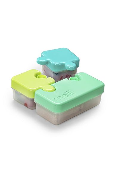 Melii RECIPIENT HRANA BEBE MODEL PUZZLE, MELII, ALBASTRU&VERDE