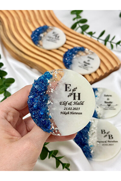 TİLİA DESİGN Cam Parçacıklı Epoksi Magnet 25 Adet Söz Nişan Nikah Düğün Kına ...