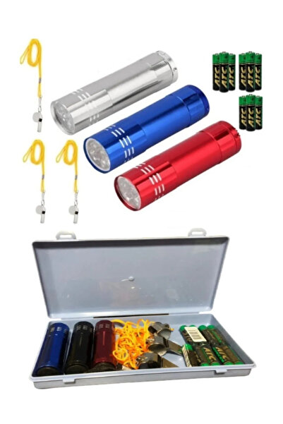 Bundeba Deprem Çantası Seti Özel Kutusunda 3 Adet Metal Düdük 9 Adet Pil 3 Ad...