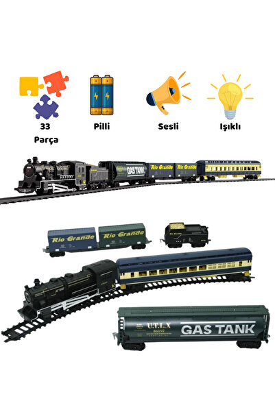 Genel Markalar Işıklı ve Sesli 33 Parça Pilli Klasik Büyük Tren Set 2 Farklı ...
