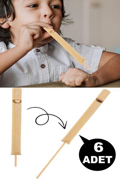 Bundeba 6 Pcs Toy Bamboo Bird Tongue Whistle Karne Gift Healthy Woodwind Instrument Birthday Gift Flute