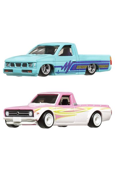 Toys HOT WHEELS PREMIUM SET OF 2 DIECAST CARS DATSUN SUNNY TRUCK AND NISSAN HARDBODY SCALE 1:64