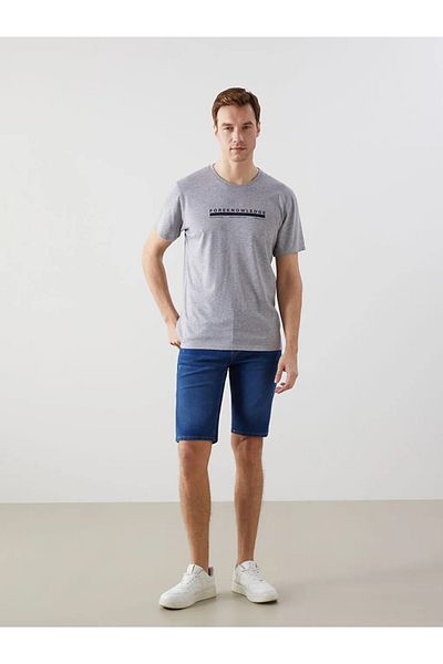 LC Waikiki Lcw Eco Grey Crew Neck Short Sleeve Printed Combed Cotton Men's T-Shirt
