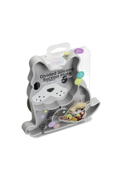 Melii SILICONE COMPARTMENT PLATE WITH SUCTION CUP, BULLDOG, MELIES