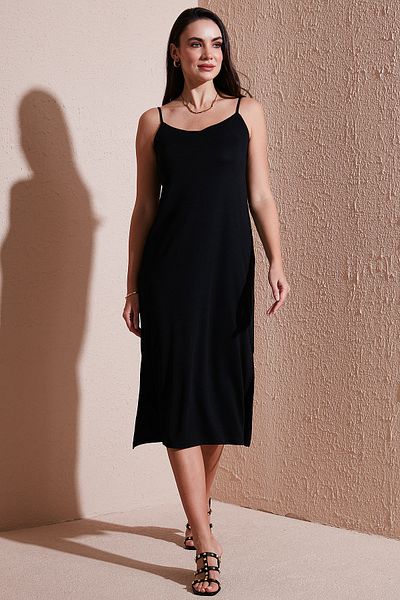 Lela Regular Fit Rope Strap Slit Detail Midi Dress Dress 5866128