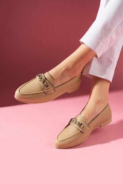 FUGA MODA Meralis Mink Accesorii Detaliu Obiect Rotund Pantofi de zi cu zi Loafer Balerini