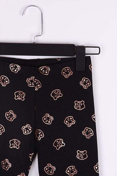 Çipil Leggings din bumbac pieptănat cu model negru