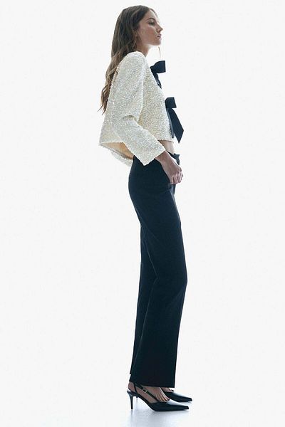 H&M Sequined bow-front jacket