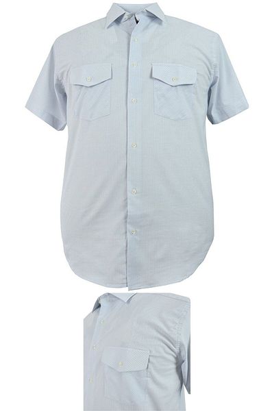 marufshop Ανδρικό πουκάμισο μεγάλου μεγέθους με κοντό μανίκι με διπλή τσέπη κατάλληλο για βάρος 100 κιλών