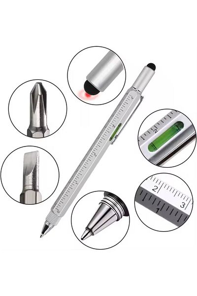 Mahi Max Metal Black Pen with Spirit Level Ruler - Interesting Touch Touch Control, Screwdriver