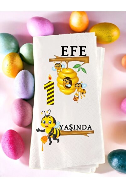 Lion Baskı ve Organizasyon Kişiye Özel Doğum Günü Arı Temalı Baskılı Peçete 2...