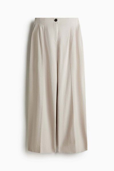 H&M Wide Linen-blend Trousers