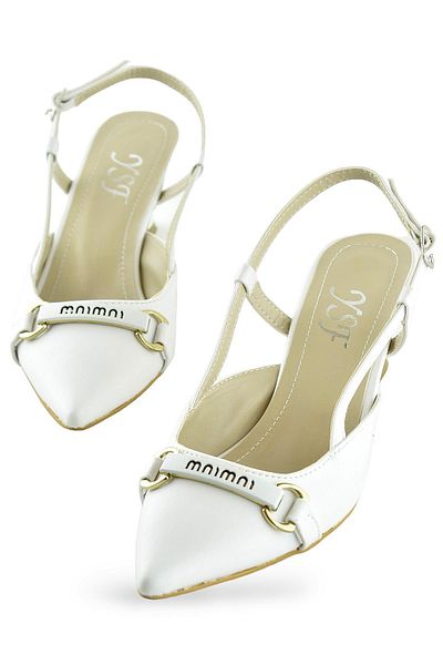 ISPARTALILAR Pantofi de dama cu toc alb model 1027 spate deschis - 5 cm pentru rochie de seara, nunta, logodna si noapte cu henna