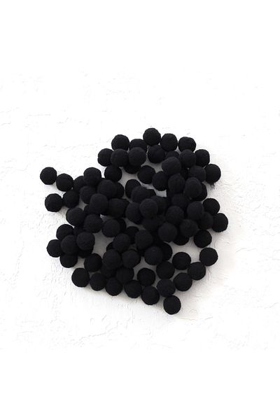 BİGÜMEX Black Plush Pompom - 1.5 Cm, 200 Pieces