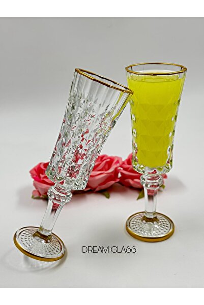 Dream glass 6 KİŞİLİK GOLD DETAYLI FLÜT KAHVE YANI BARDAĞI TAKIMI