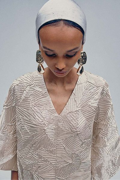 H&M Crinkled satin kaftan dress