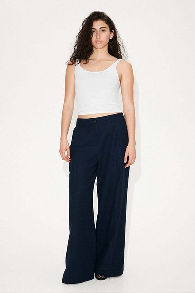 H&M Wide Linen-blend Trousers