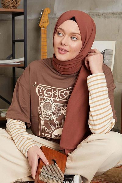 FİVESCARF Γυναικείο βαμβακερό σάλι Tan Blend