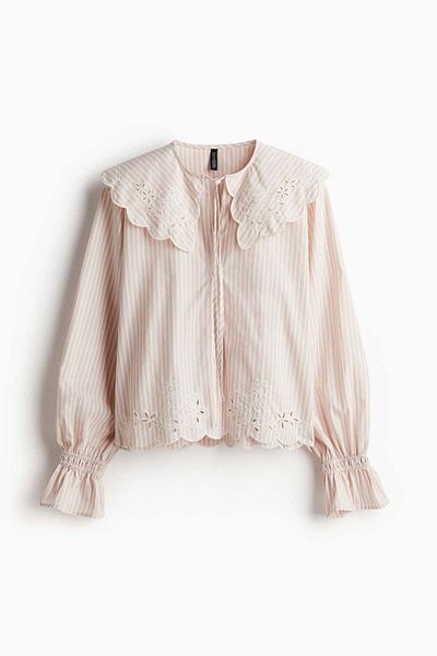 H&M Embroidered Peter Pan-collared blouse