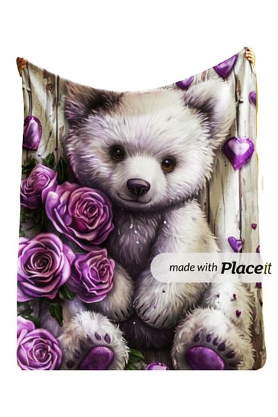 Elmas Dizayn 150X220 cm Tv Armchair Bed - Special Design, Stain-Proof Bear, Rose, Animal Pattern
