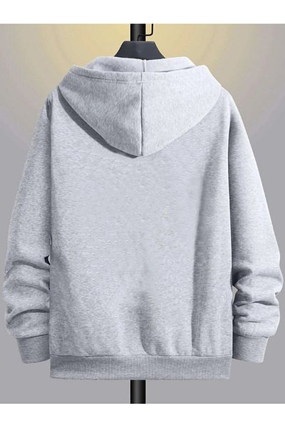 DEEPSENCE Ανδρικό γκρι Navy Blue Χειμερινό φούτερ και φλις μπουφάν - Σετ με κουκούλα και φερμουάρ 2