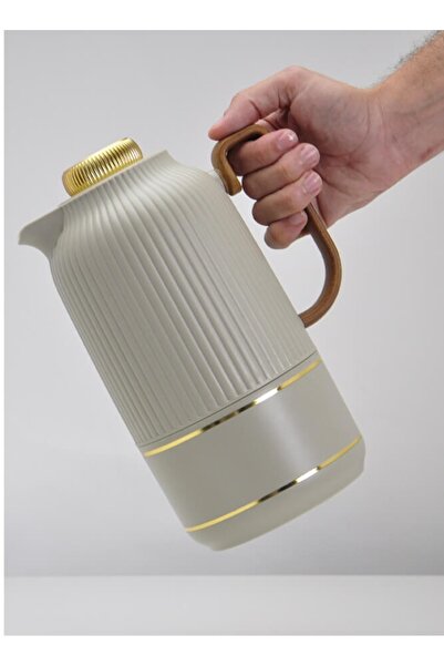 Badraig 2-piece coffee and tea thermos set, green and grey/gold, 1 liter capacity