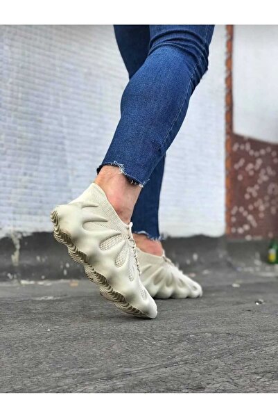 Elisay Moda YÜRÜMEK BIZIMLE GÜZEL Bej Sneaker Triko Spor Unisex Ayakkabı 1 Beden Büyük Tercih Etmelisiniz.