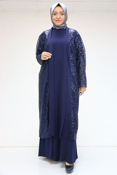 Eslina 47205 Παγιέτες Plus Size - Φόρεμα Sandy - Navy Blue